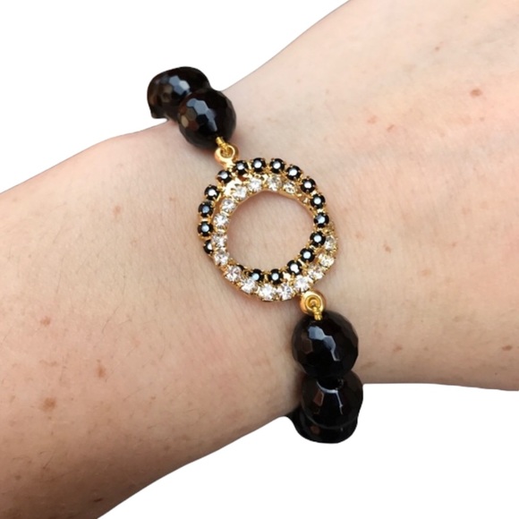 luckijewels Jewelry - Black agate beaded stretch bracelet